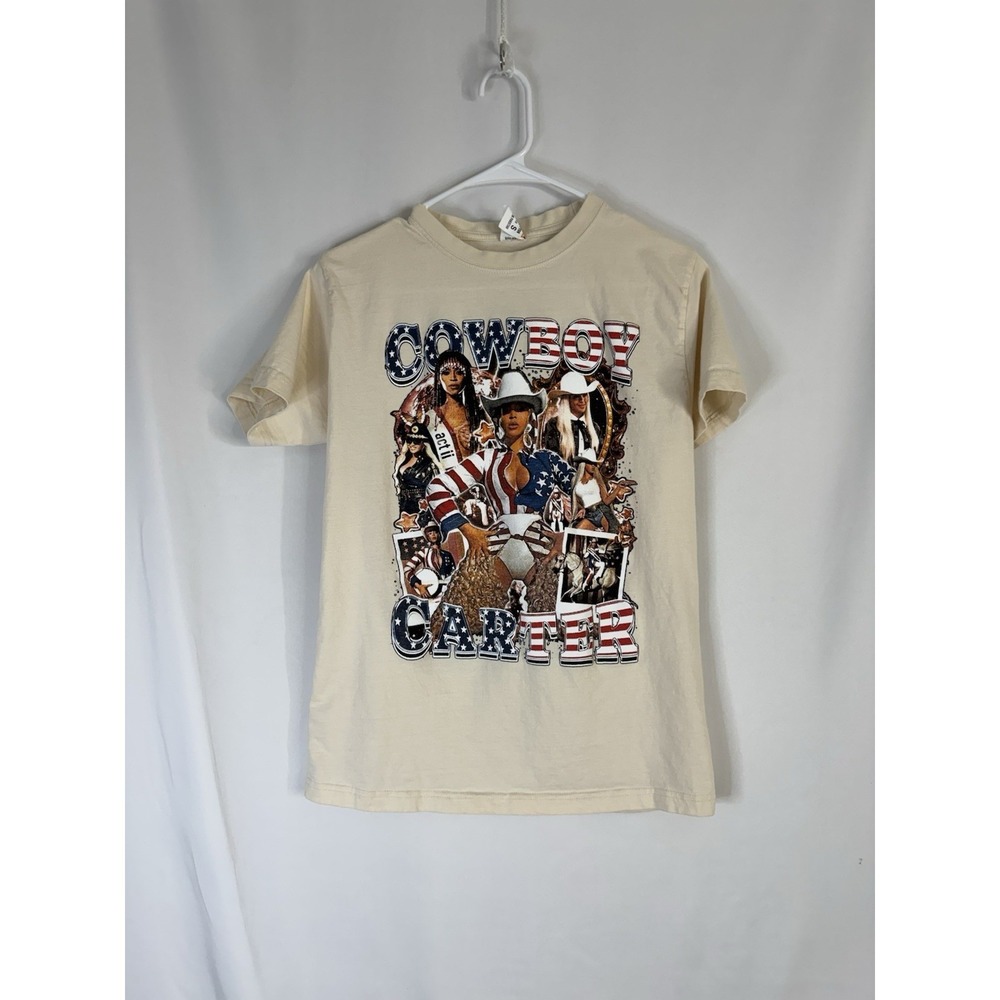 Beyoncé Cowboy Carter Tour T-Shirt Women's Small Cream Graphic Tee Rodeo Tour